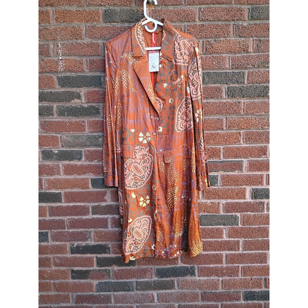 Free People Eye of The Wild Duster Trench Coat Large Western Boho Whimsical $228 - Picture 2 of 11